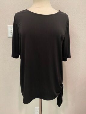 Classic Black Women's Side Tie Blouse Top Sz Large